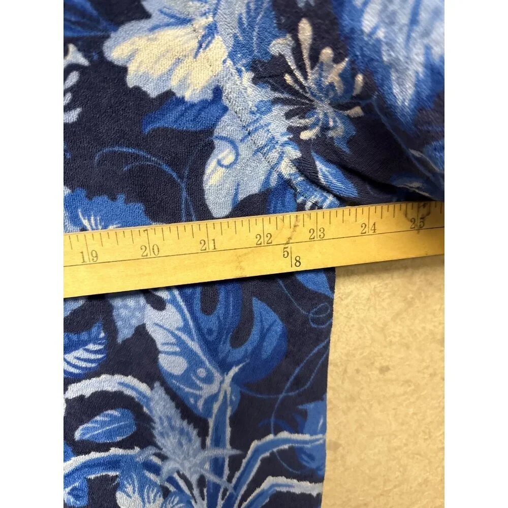 Polo Ralph Lauren Men's Camp Shirt Slim Fit Floral Blue Button Pocket XL